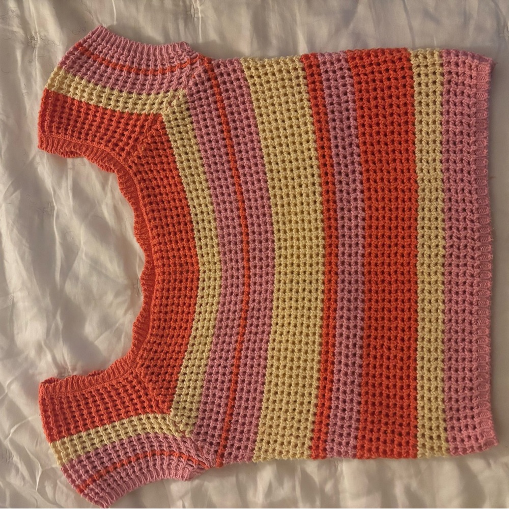 Tillys | TOPS | Pink and Yellow babydoll sweater | Size medium | new |
